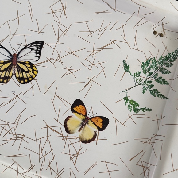 Vintage 70s Butterfly Fern Metal TV Lap Bed Tray with Foldable Legs - Picture 2 of 10